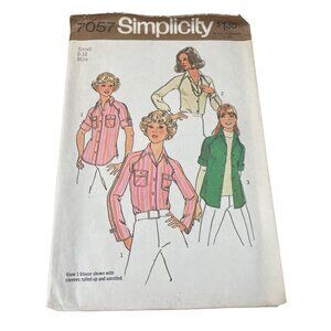 80s Simplicity 7057 Misses Shirt Sewing Pattern Size Small 8-10 Vintage CUT
